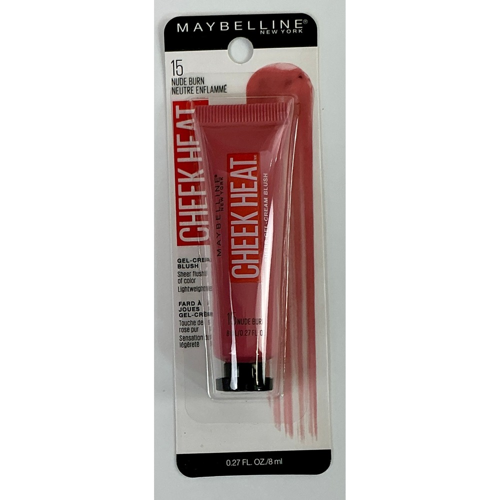 Maybelline Cheek Heat Gel Cream Blush 15 Nude Burn Sheer Lightweight Oil Free